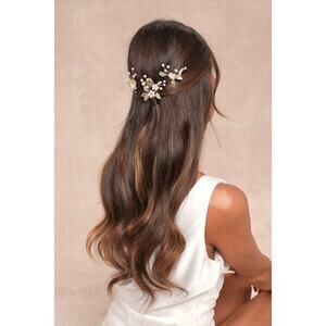 Lulus Floral Adornment Gold Seven-piece Floral Pearl Hair Pin Set